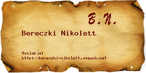 Bereczki Nikolett névjegykártya